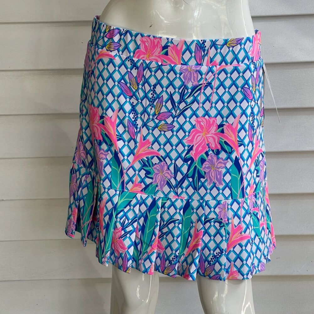 Lulu-B Ladies Floral Print Pull On Flounce Skort w/ UPF50+ Sun Protection